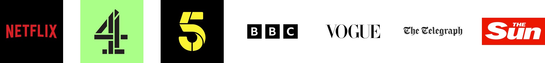 Netflix, Channel 4, Channel 5, BBC, Vogue, The Telegraph and The Sun